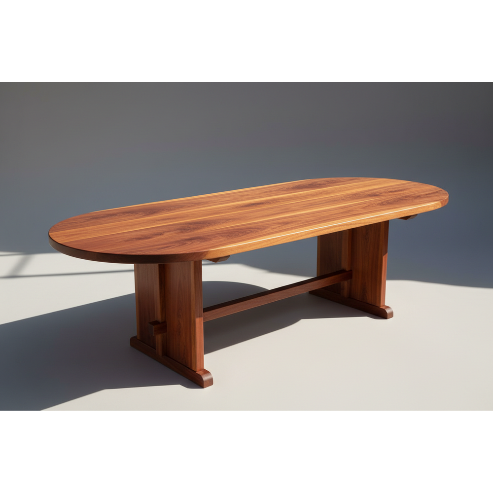 Farmhouse Oval Redwood Dining Table
