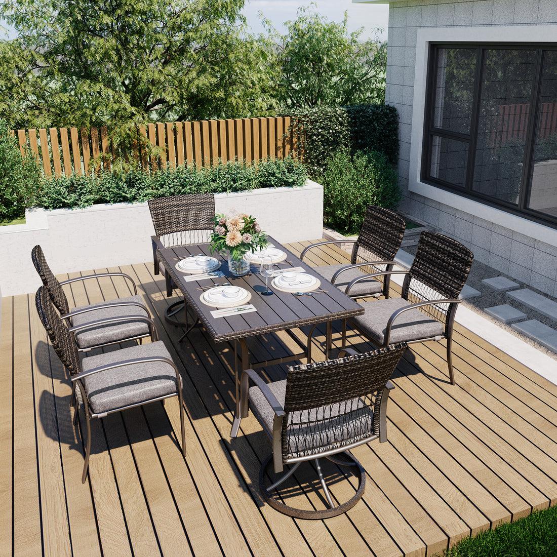 Weave Outdoor Dining Set, 7-Piece, 2 Swivel