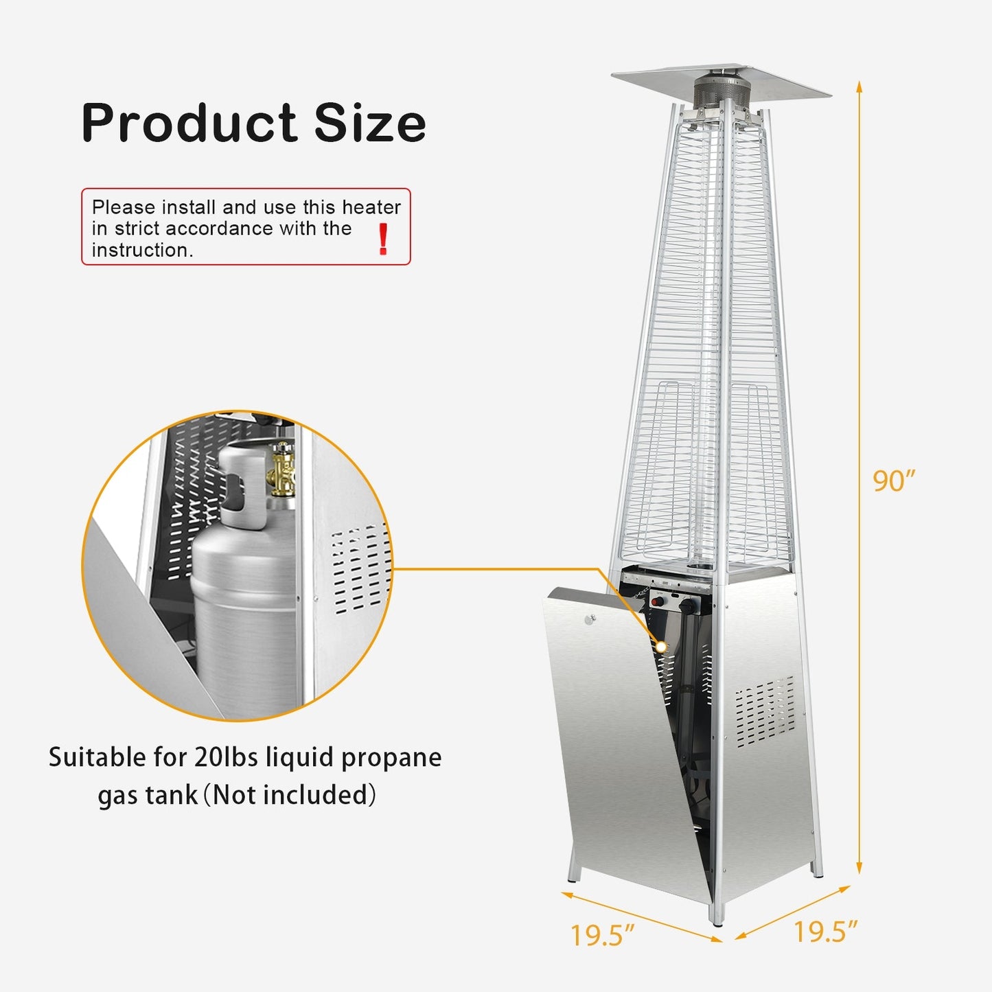 42,000 BTU Pyramid Patio Heater with Wheels