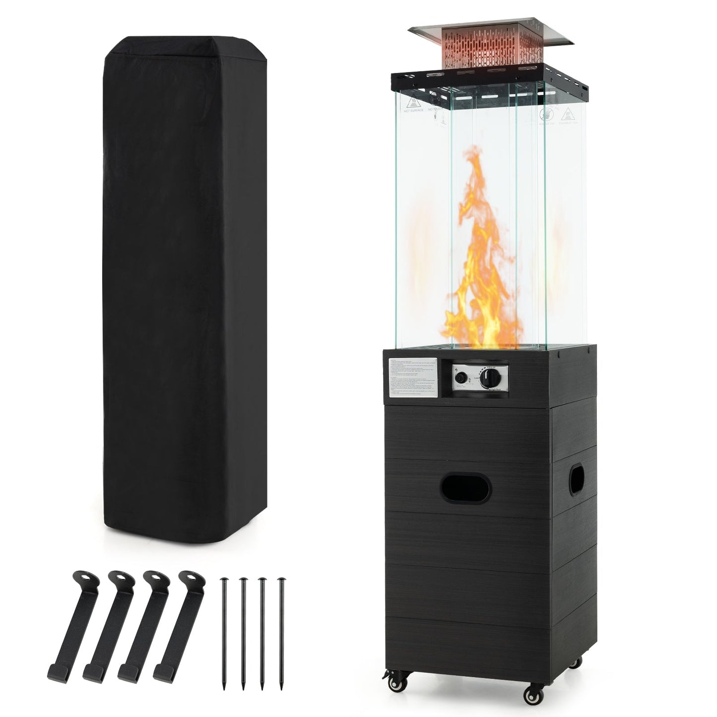 40,000 BTU Patio Heater Outdoor Propane Gas Heater with Cover and Wheels-Black