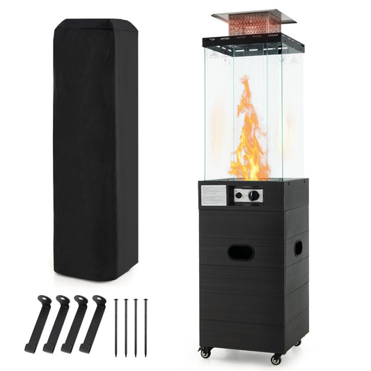 40,000 BTU Patio Heater Outdoor Propane Gas Heater with Cover and Wheels-Black