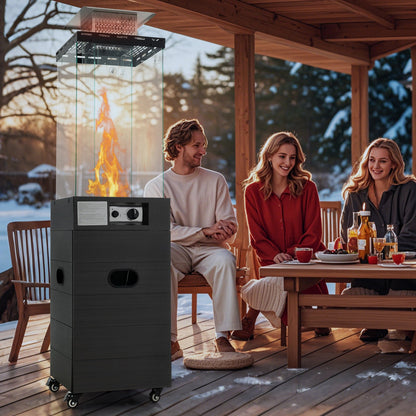 40,000 BTU Patio Heater Outdoor Propane Gas Heater with Cover and Wheels-Black