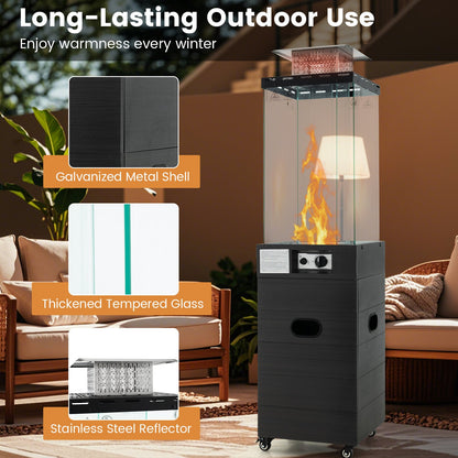40,000 BTU Patio Heater Outdoor Propane Gas Heater with Cover and Wheels-Black
