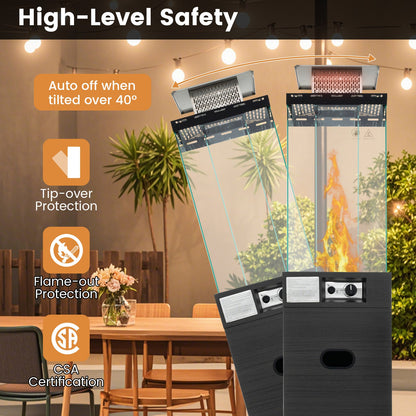 40,000 BTU Patio Heater Outdoor Propane Gas Heater with Cover and Wheels-Black