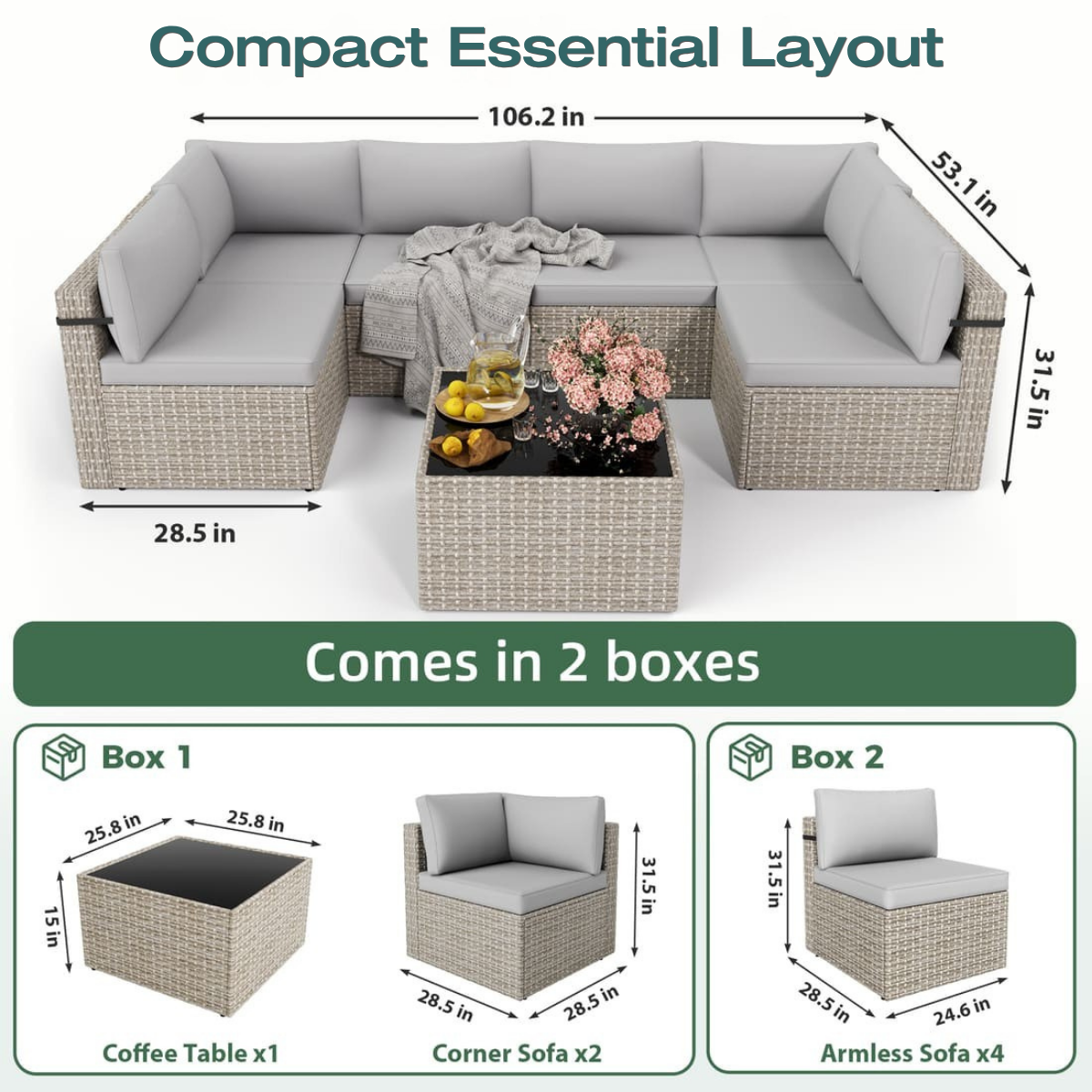 Axis Outdoor Sectional Sofa Rattan Set