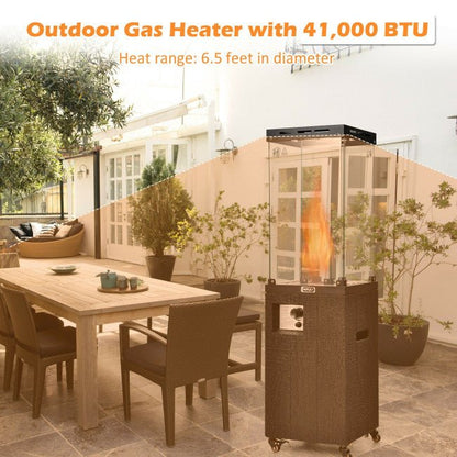 41,000  BTU Outdoor Propane Gas Patio Heater W/ Lockable Wheels (SAK98052)