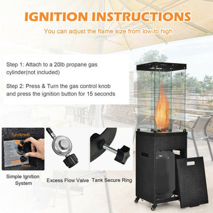 41,000  BTU Outdoor Propane Gas Patio Heater W/ Lockable Wheels (SAK98052)