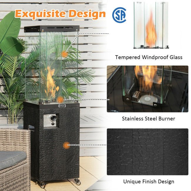 41,000  BTU Outdoor Propane Gas Patio Heater W/ Lockable Wheels (SAK98052)