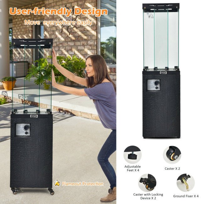 41,000  BTU Outdoor Propane Gas Patio Heater W/ Lockable Wheels (SAK98052)