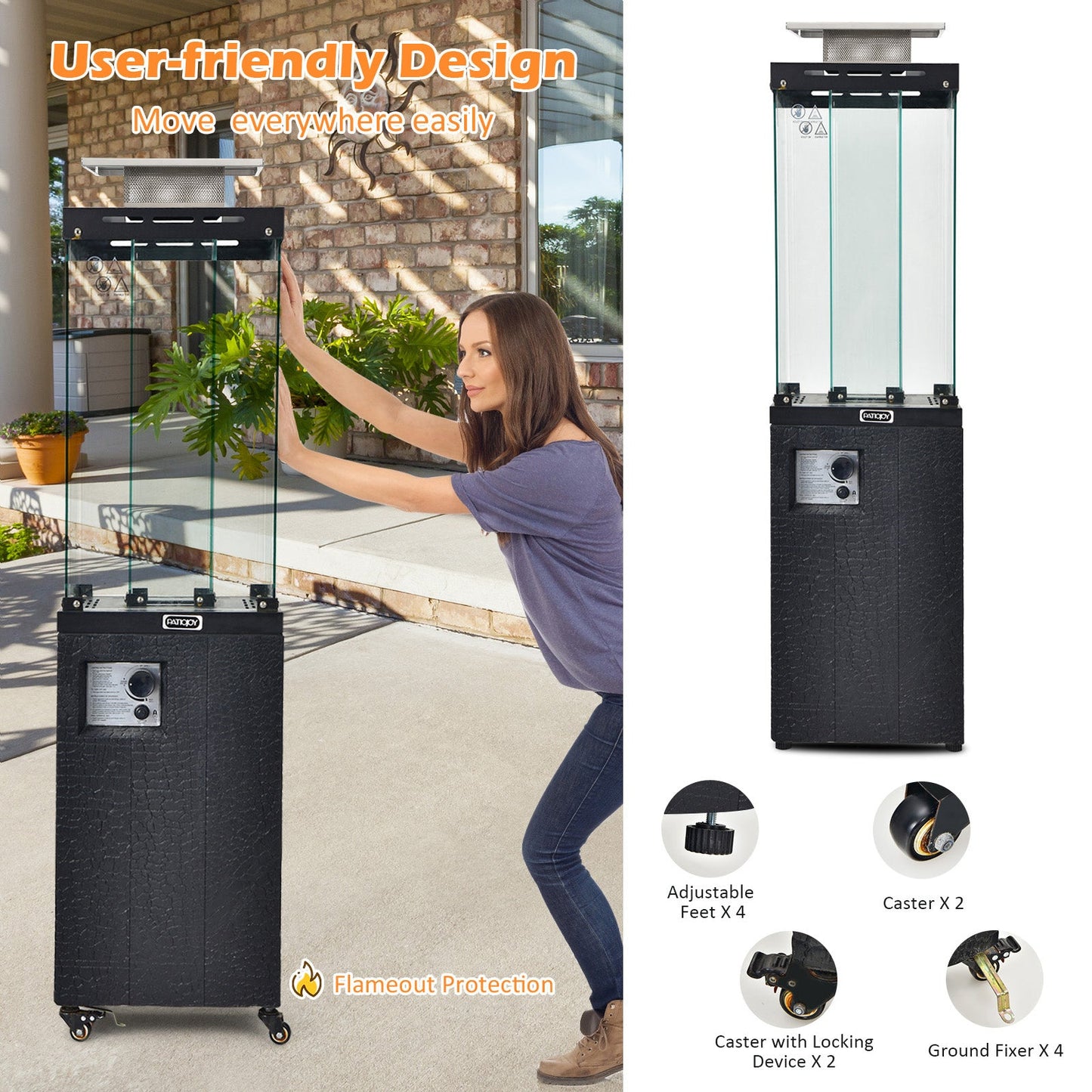 41,000 BTU Propane Patio Heater with Metal Hood