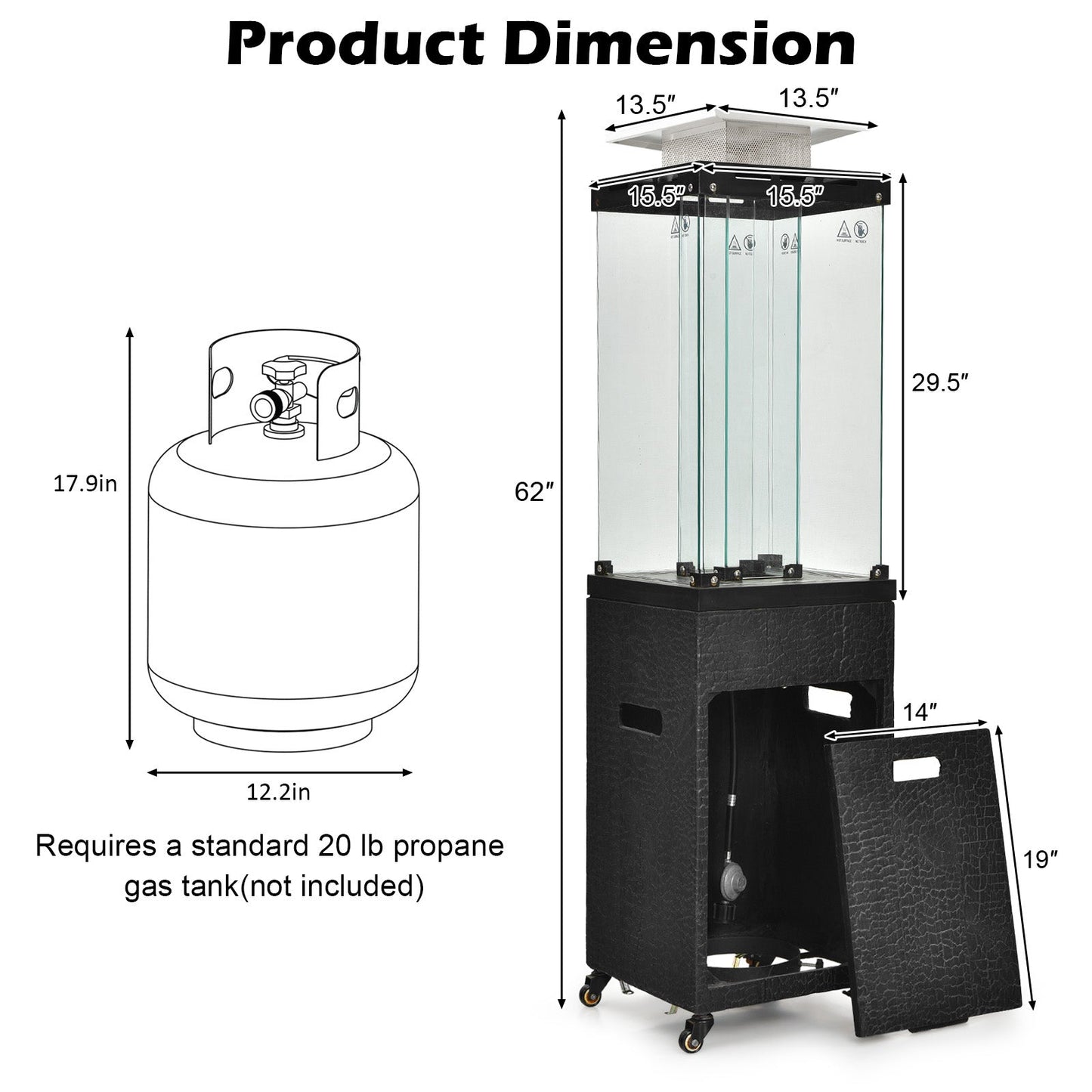 41,000 BTU Propane Patio Heater with Metal Hood