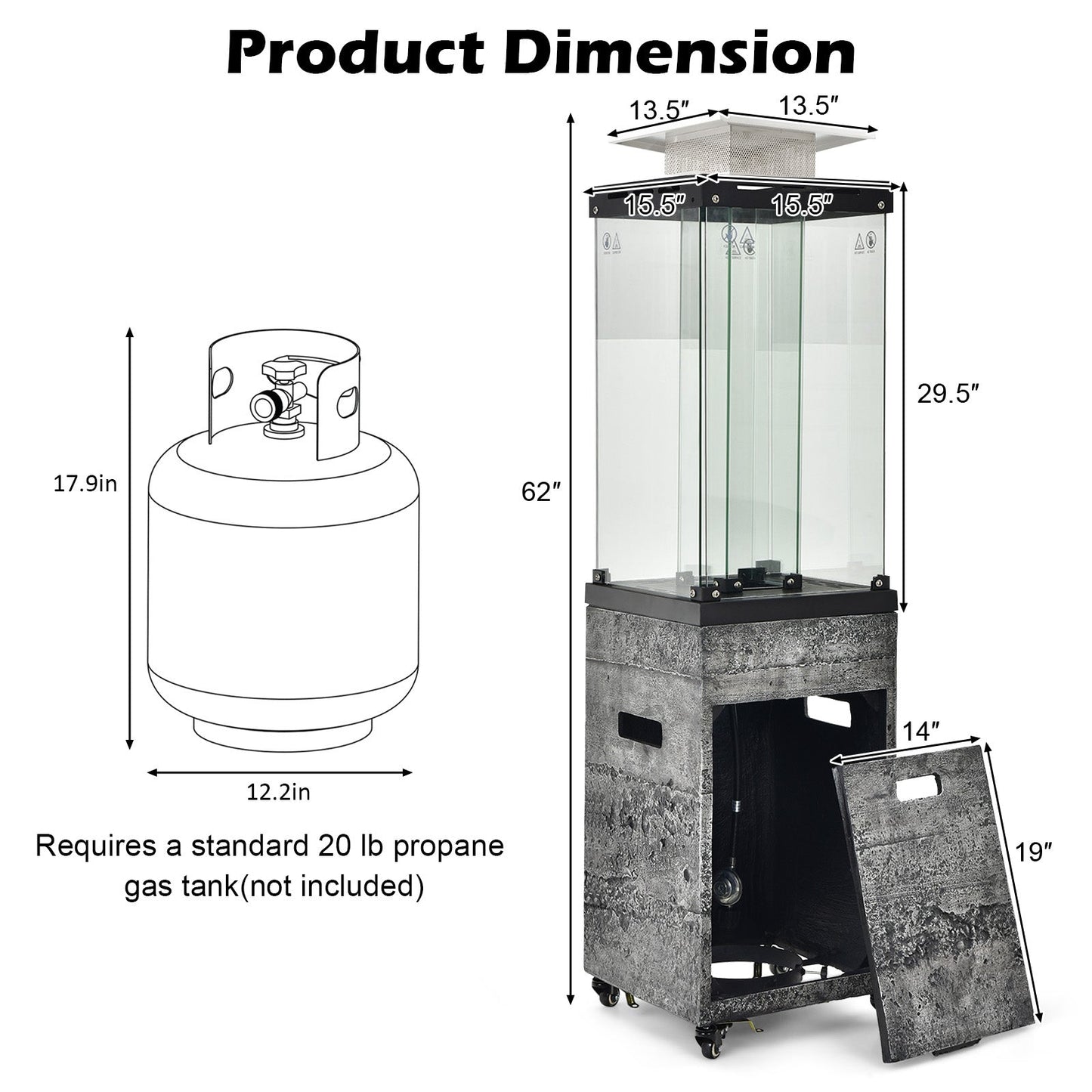 41,000 BTU Propane Patio Heater with Metal Hood