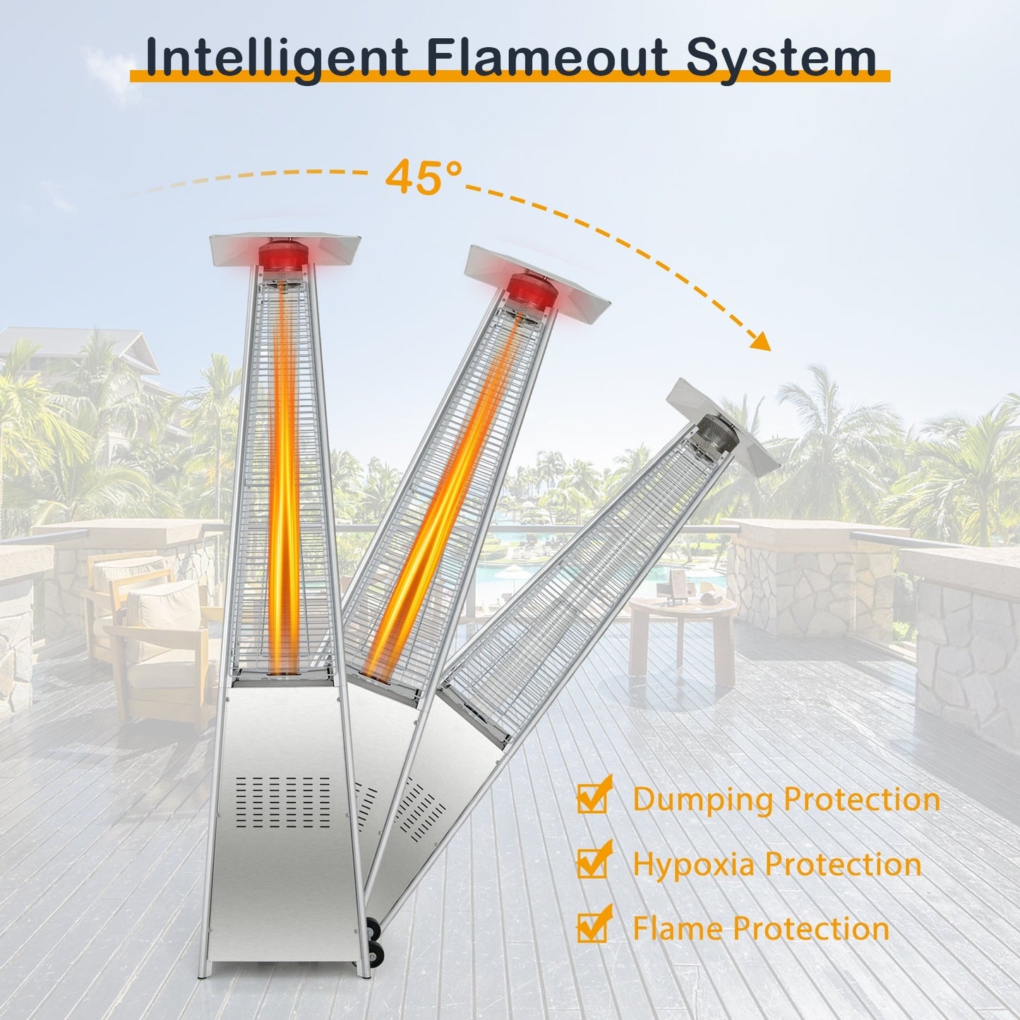 42,000 BTU Pyramid Patio Heater with Wheels