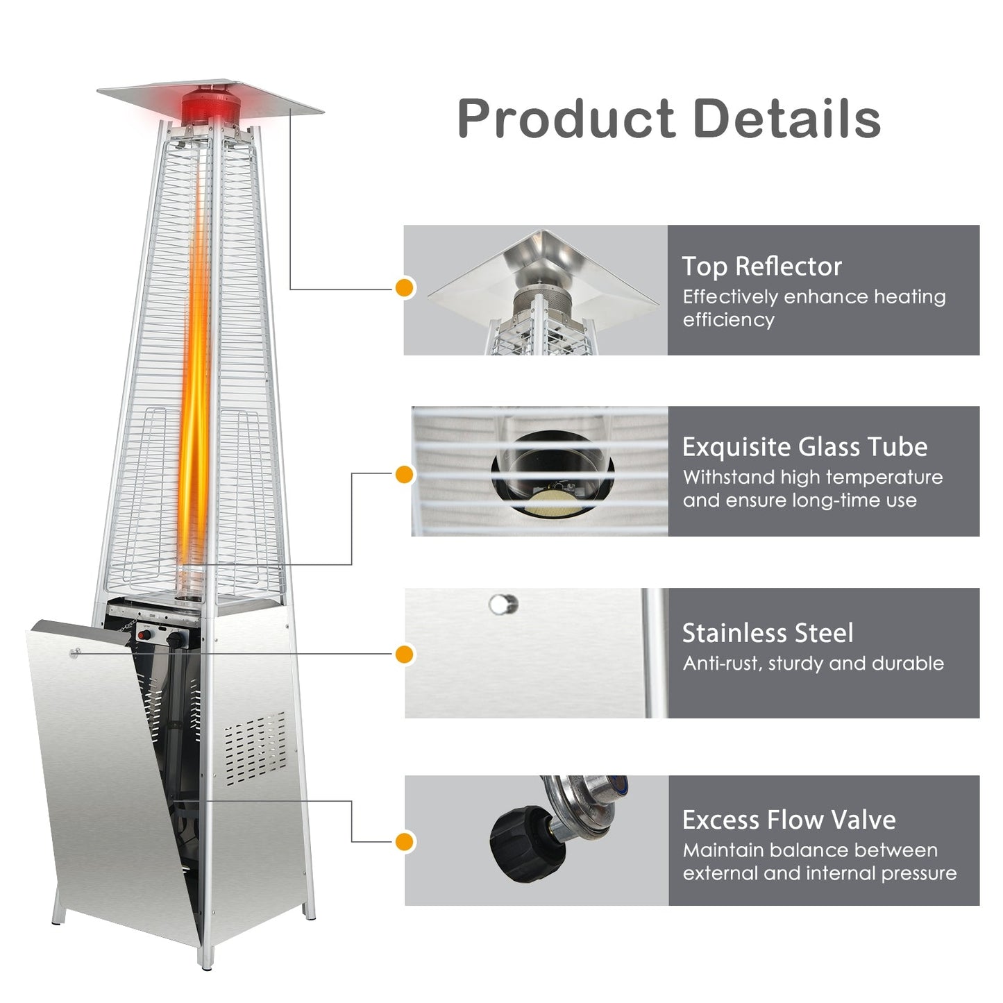 42,000 BTU Pyramid Patio Heater with Wheels