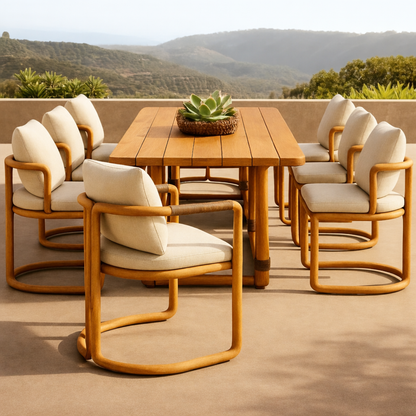 Marin & Vale Arco 9-Piece Teak Rope Outdoor Dining Set