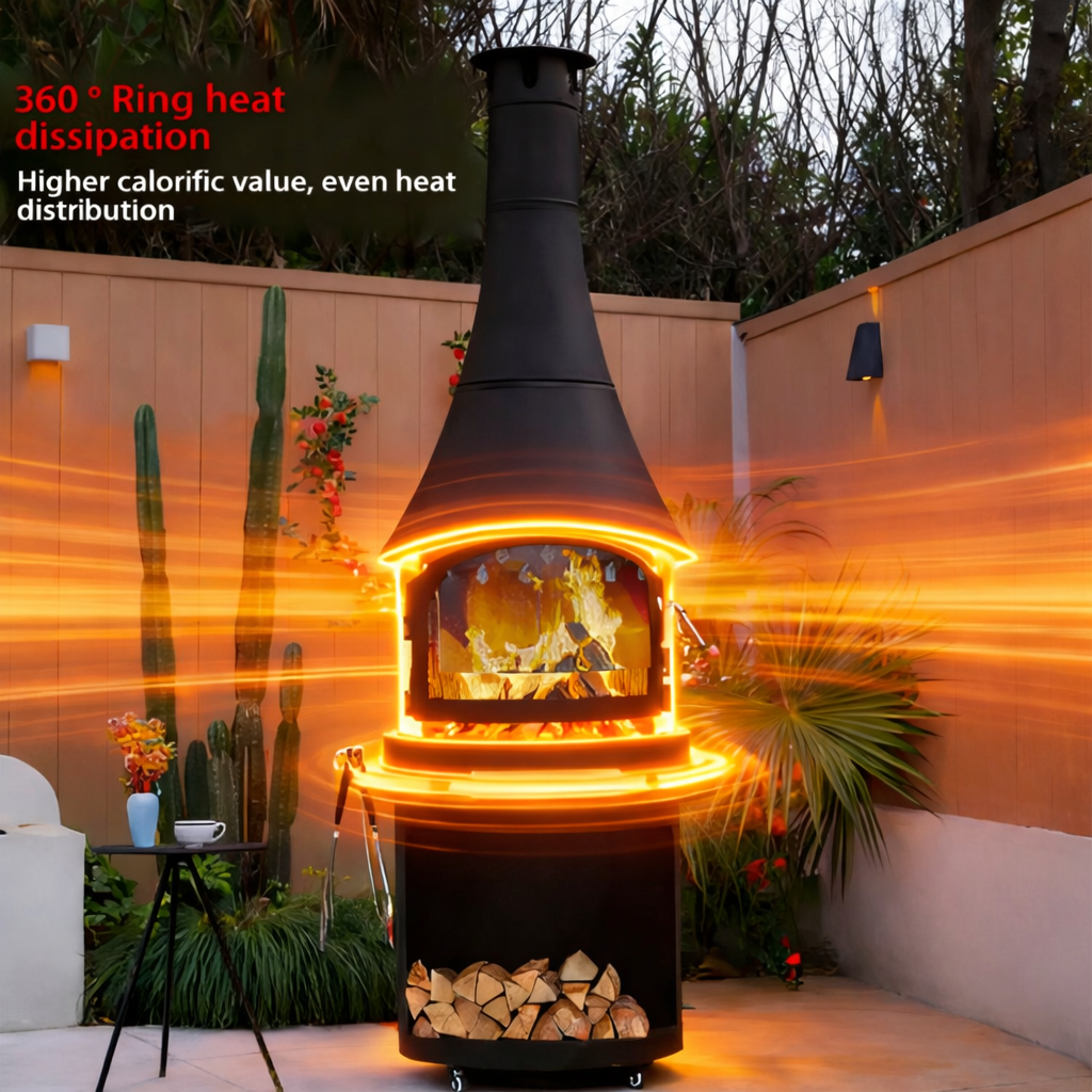 Nocturne Harbor Panoramic Chimenea Fireplace