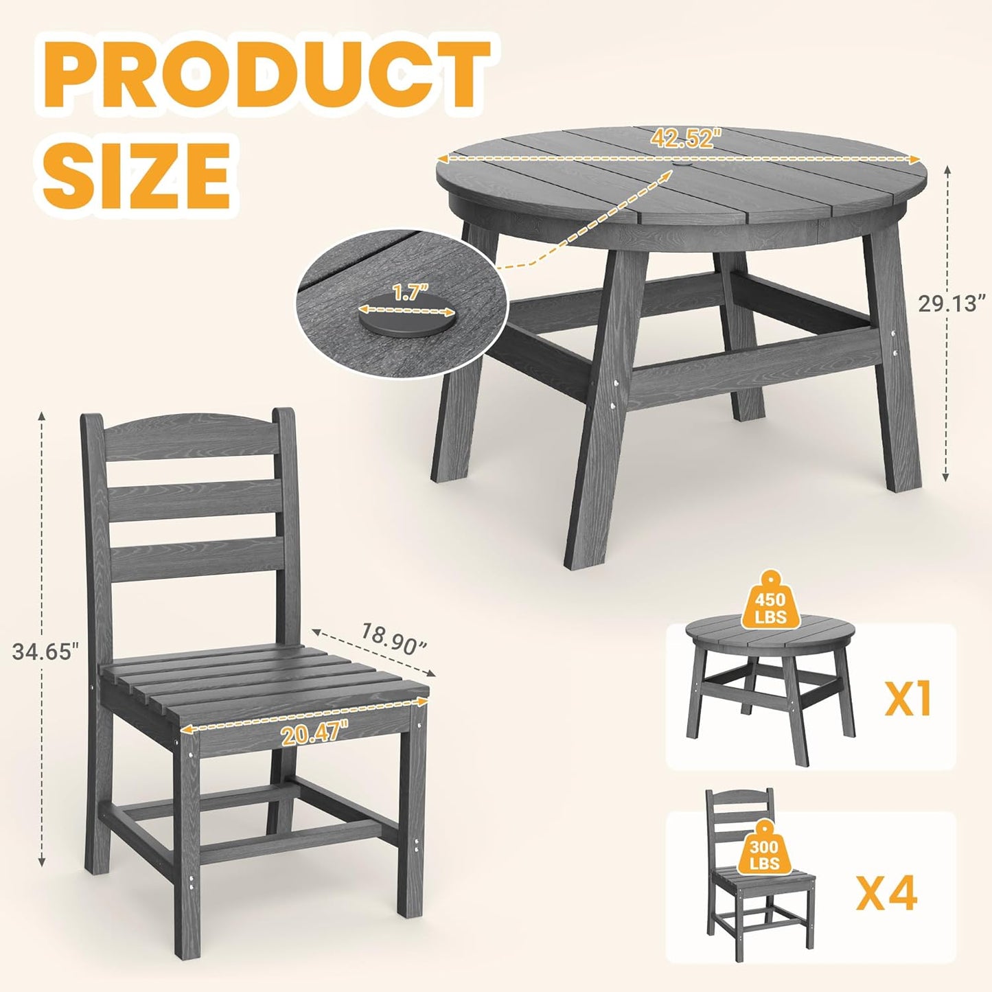 Corex HDPE Outdoor Dining Set, 5-Piece