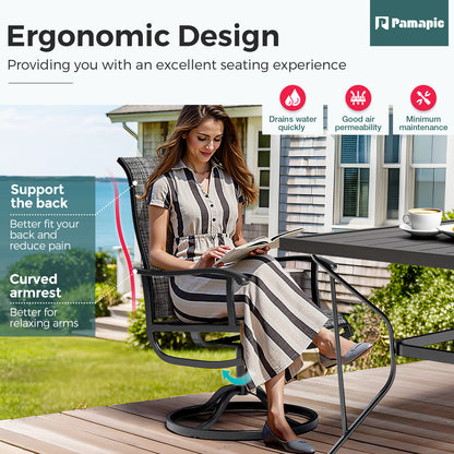 Lume Textilene Outdoor Dining Set, 5-Piece, Full Swivel