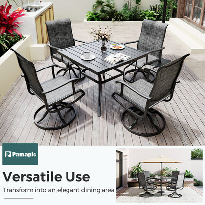 Lume Textilene Outdoor Dining Set, 5-Piece, Full Swivel