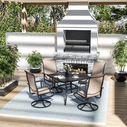 Lume Textilene Outdoor Dining Set, 5-Piece, Full Swivel