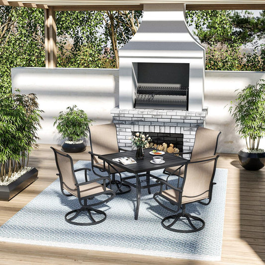 Lume Textilene Outdoor Dining Set, 5-Piece, Full Swivel