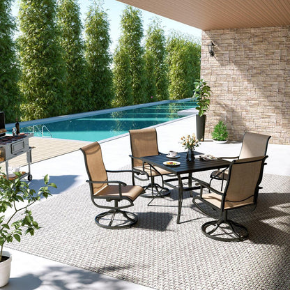 Lume Textilene Outdoor Dining Set, 5-Piece, Full Swivel