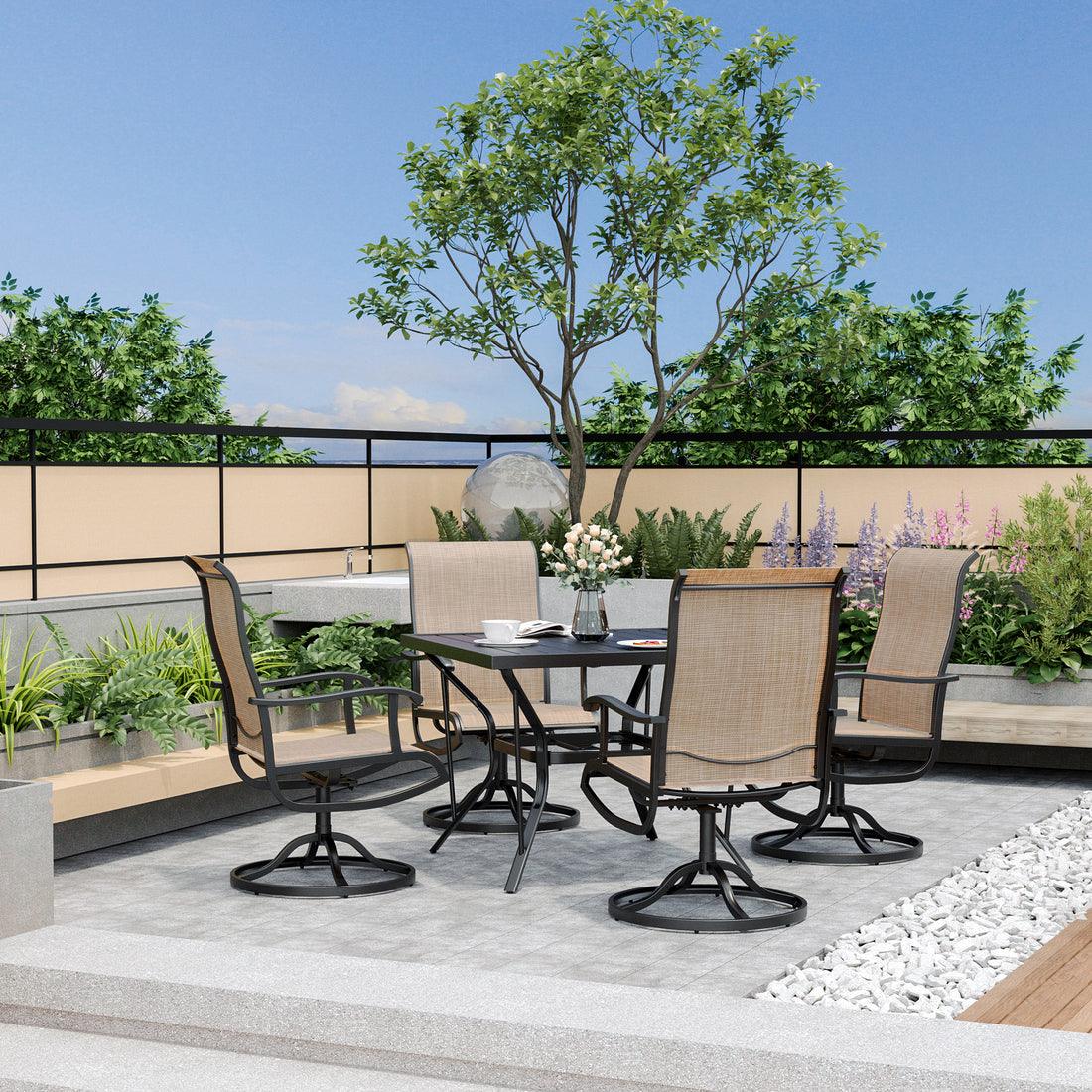 Lume Textilene Outdoor Dining Set, 5-Piece, Full Swivel