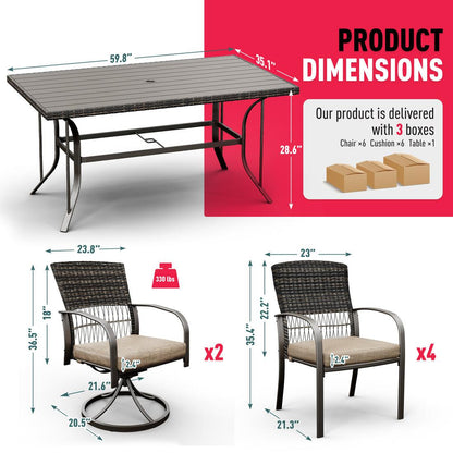 Weave Outdoor Dining Set, 7-Piece, 2 Swivel