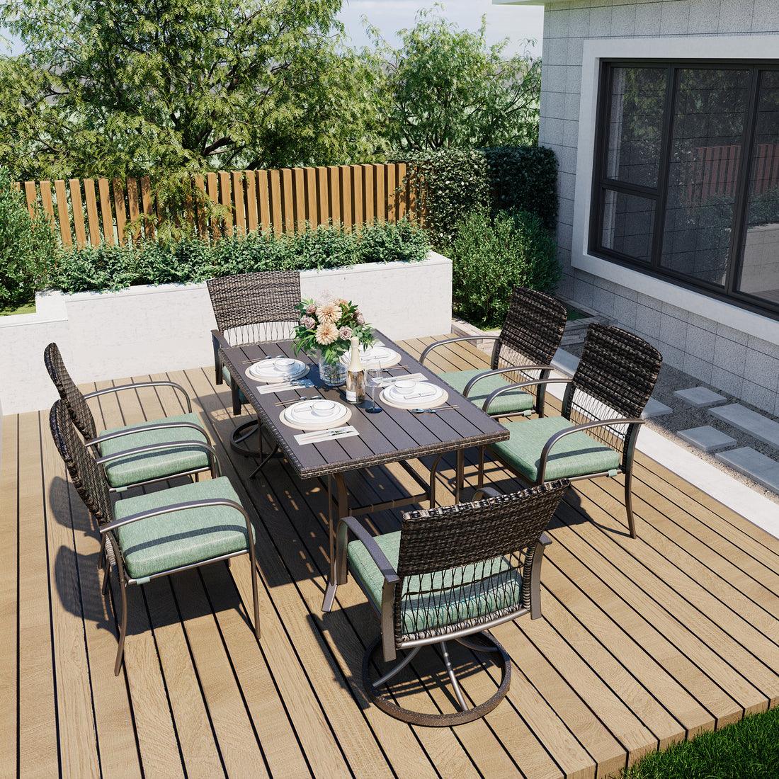Weave Outdoor Dining Set, 7-Piece, 2 Swivel