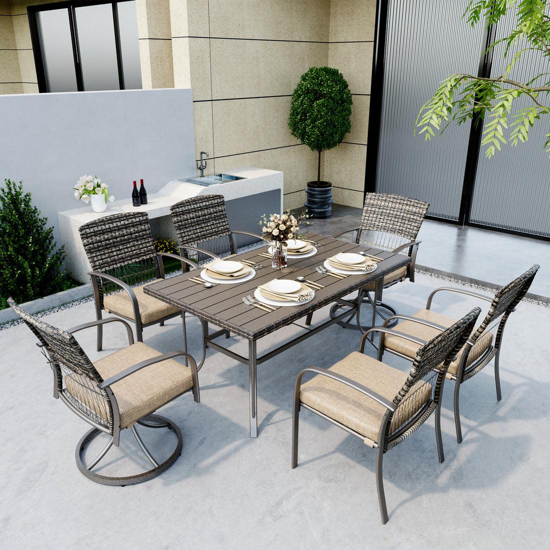 Weave Outdoor Dining Set, 7-Piece, 2 Swivel