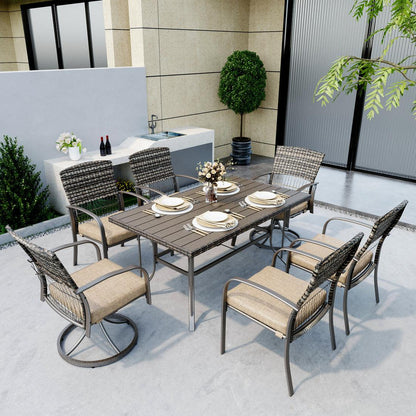 Weave Outdoor Dining Set, 7-Piece, 2 Swivel