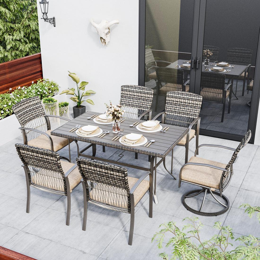 Weave Outdoor Dining Set, 7-Piece, 2 Swivel