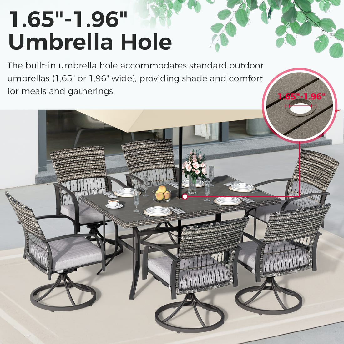 Weave Outdoor Dining Set, 7-Piece, Full Swivel
