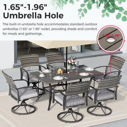 Weave Outdoor Dining Set, 7-Piece, Full Swivel