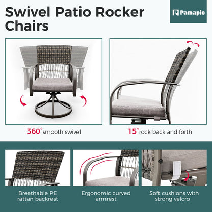 Weave Outdoor Dining Set, 7-Piece, Full Swivel