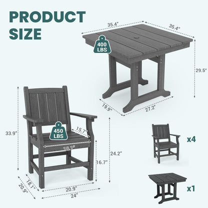 Corex HDPE Outdoor Dining Set, 5-Piece