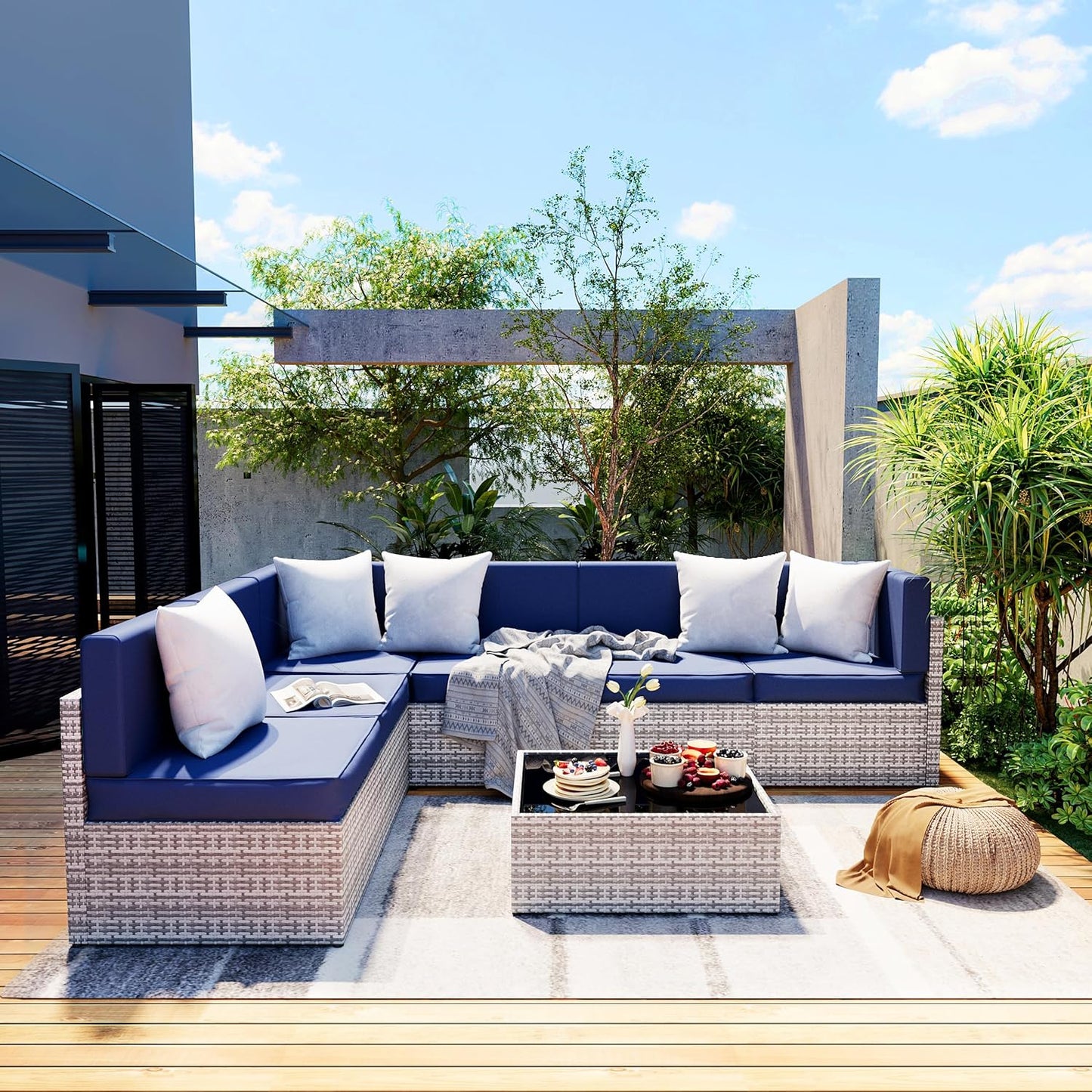 Axis Outdoor Sectional Sofa Rattan Set