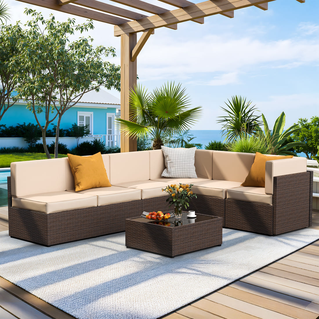Axis Outdoor Sectional Sofa Rattan Set