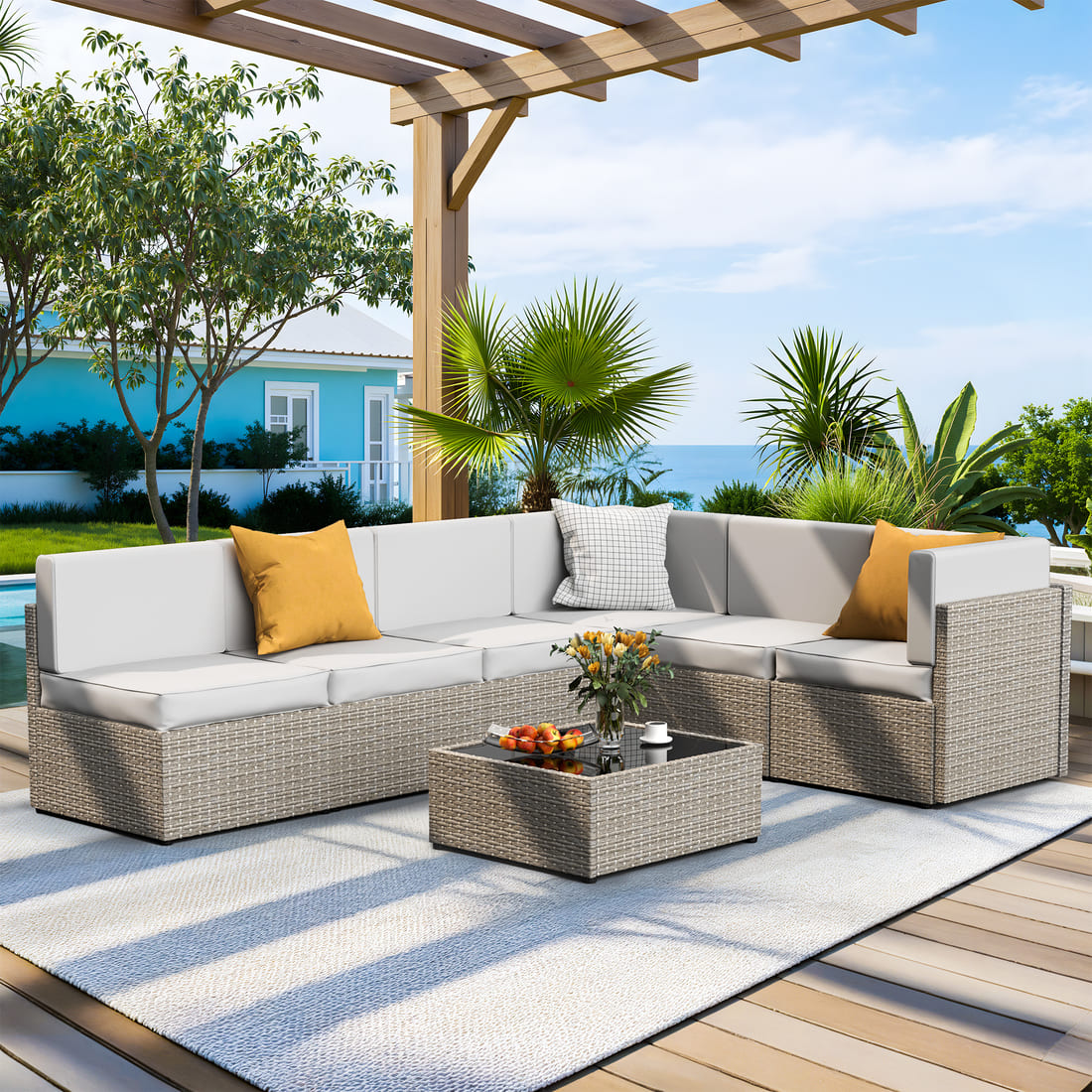 Axis Outdoor Sectional Sofa Rattan Set