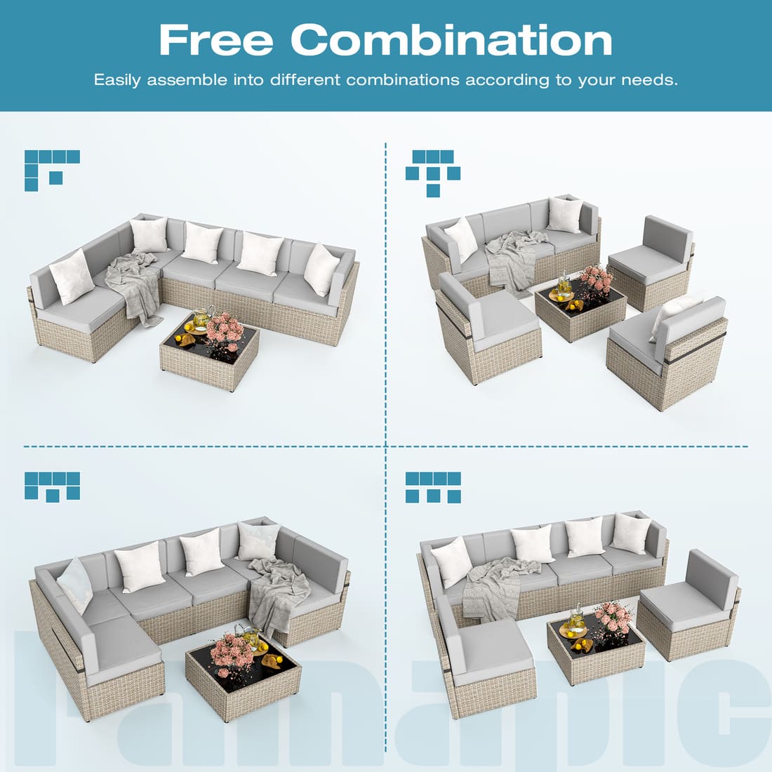 Axis Outdoor Sectional Sofa Rattan Set