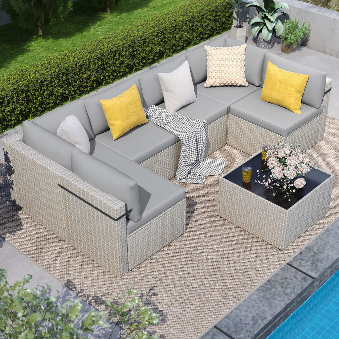 Axis Outdoor Sectional Sofa Rattan Set