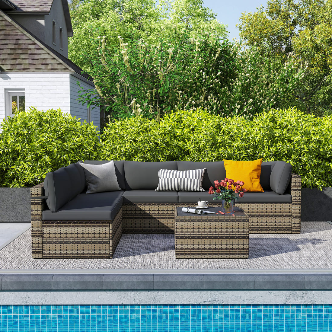 Axis Outdoor Sectional Sofa Rattan Set