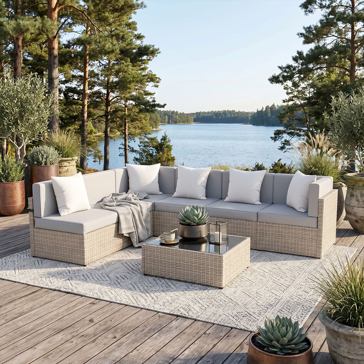 Axis Outdoor Sectional Sofa Rattan Set