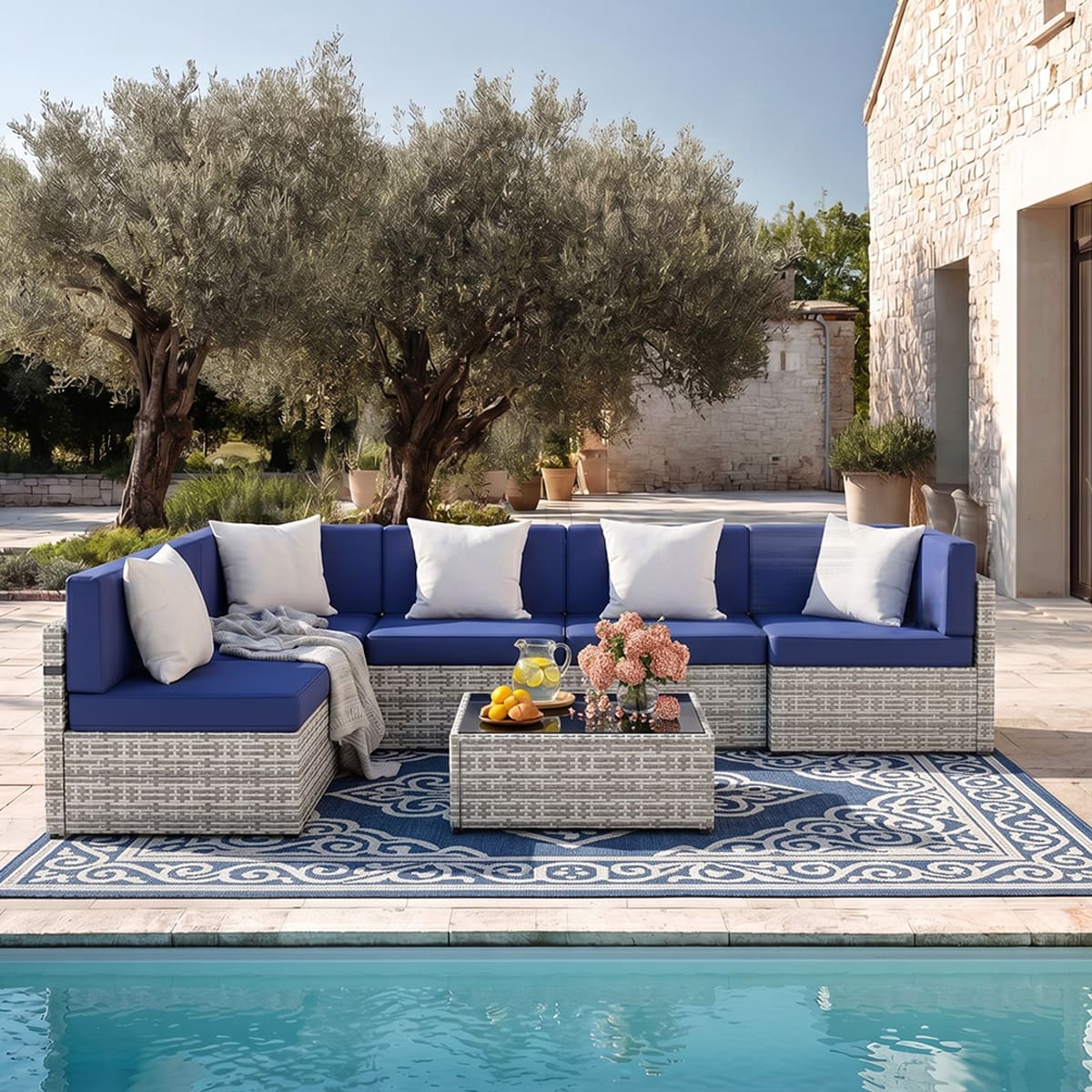 Axis Outdoor Sectional Sofa Rattan Set