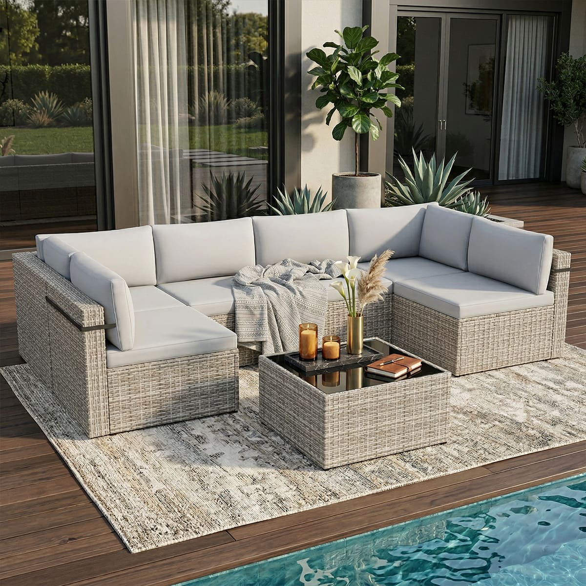 Axis Outdoor Sectional Sofa Rattan Set
